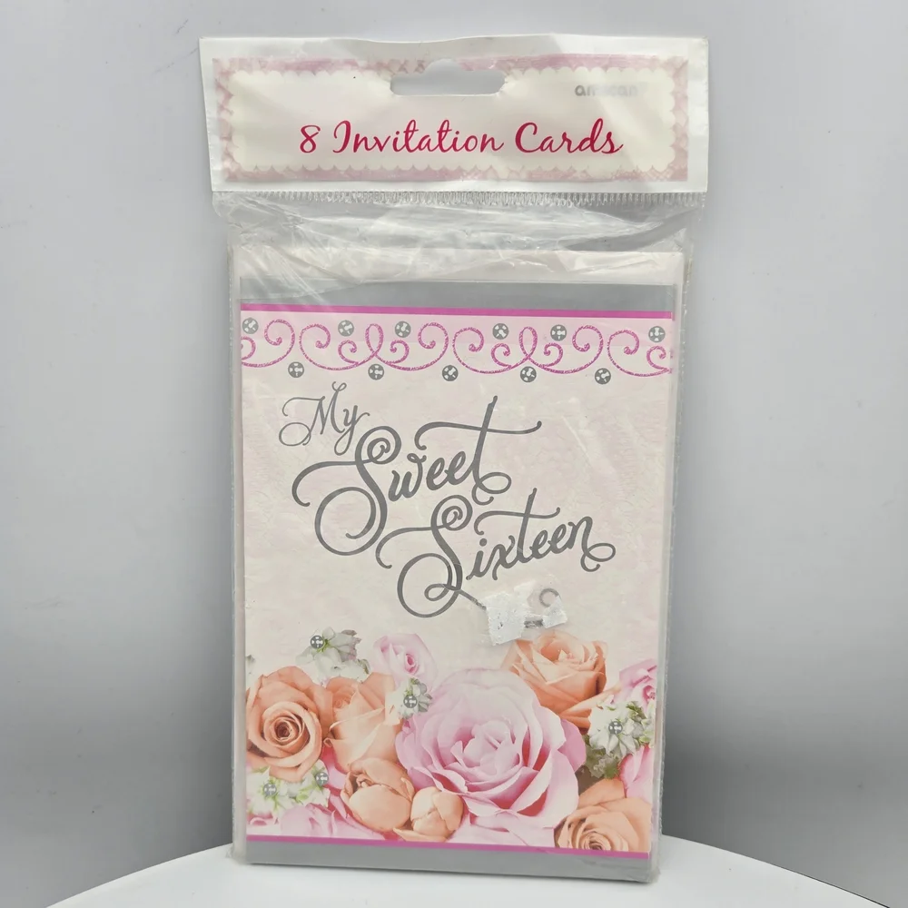 Amscan Sweet Sixteen Invitation and Place Cards Matching Set